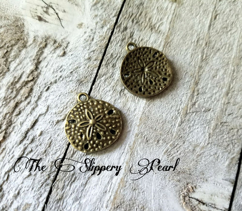 Sand Dollar Charms Sea Pendants Antiqued Bronze Ocean Charms Nautical Charms Bronze Sand Dollar Sea Life Charms 10 pieces