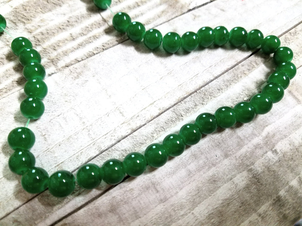 Green Beads Dark Green Beads 8mm Glass Beads 8mm Beads Jelly Beads Wholesale Beads BULK Beads Double Strand 106 pieces