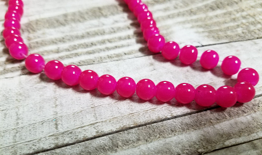 Hot Pink Beads 8mm Glass Beads 8mm Beads 8mm Pink Beads Jelly Beads Wholesale Beads BULK Beads Double Strand 106 pieces