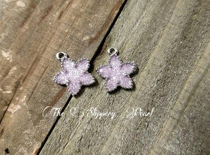 Star Pendants Silver Star Pendants Glitter Pendants Silver Star Charms Glitter Charms Sparkly Charms Purple Star Charms 2 pieces