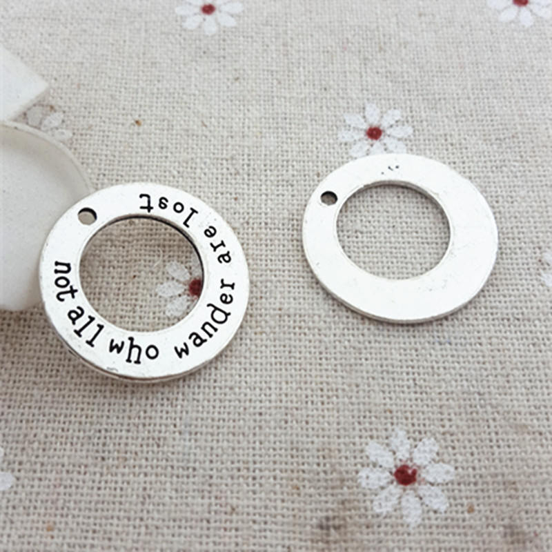 Quote Charms Word Charms Quote Pendants Word Pendants Affirmation Charm Washer Charm Not All Who Wander Are Lost Charm Message Charm 5pcs P
