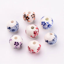 Load image into Gallery viewer, Porcelain Beads Flower Beads Wholesale Beads Floral Beads Porcelain Flower Beads 12mm Beads 12mm Porcelain Beads 10 pieces