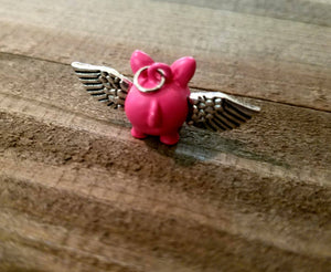 Pig Charm Flying Pig Charm Pig with Wings When Pigs Fly Animal Charm Pig Pendant Pink Pig Charm