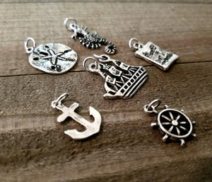 Ocean Charms Silver Ocean Charms Seahorse Charm Pirate Charms Assorted Charms Set Sand Dollar Charm Nautical Charms Sea Charms PREORDER