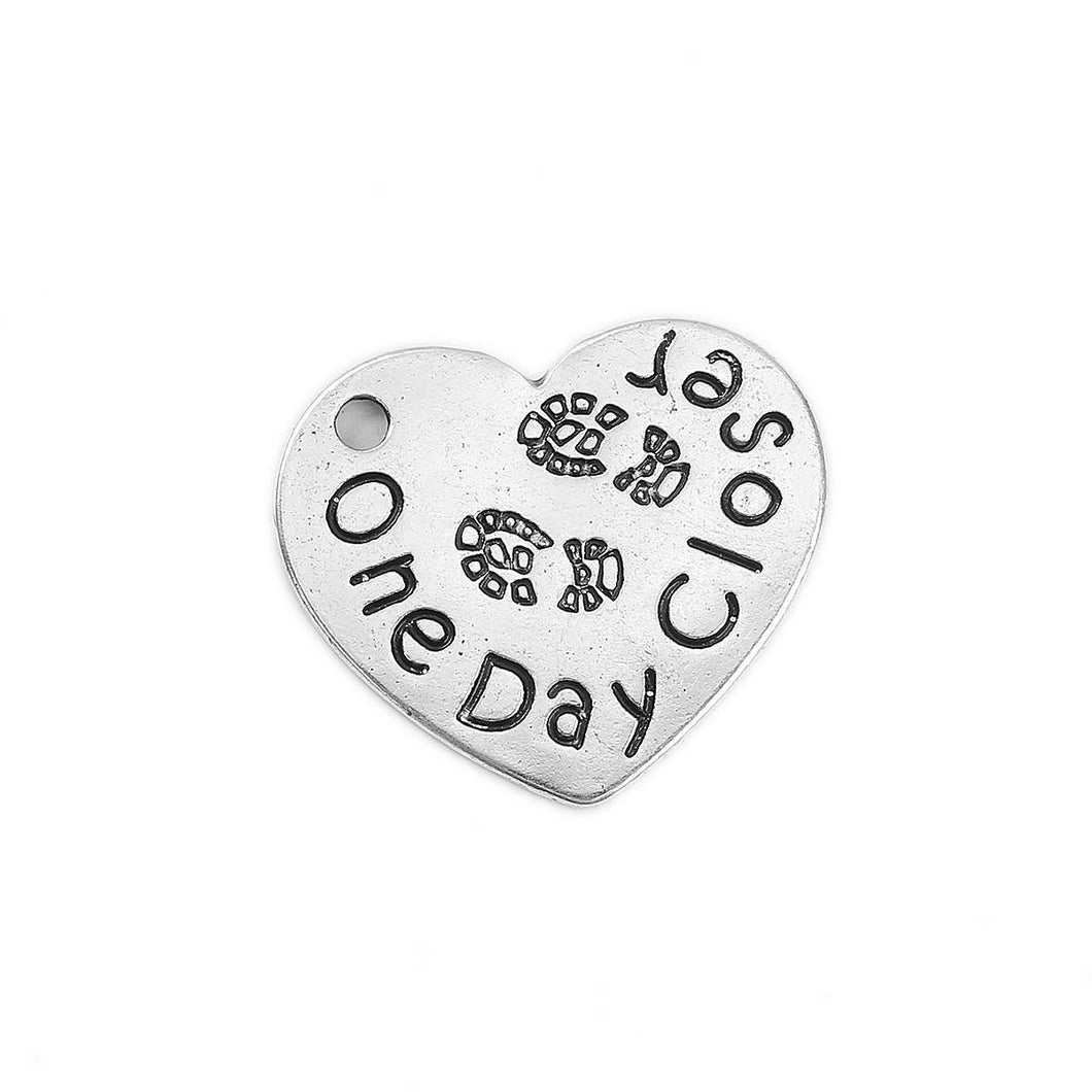 Army Charm Military Charm Silver Heart Charm Army Pendant Silver Army Pendant One Day Closer Word Charm Silver Charm