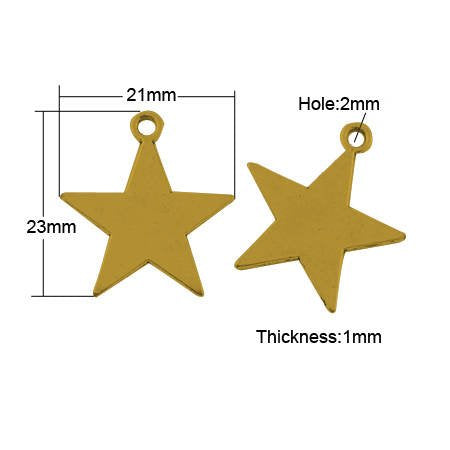 Star Charms Star Pendants Gold Star Charms Metal Stamping Blanks Blank Charms Hand Stamping Blank 10 pieces