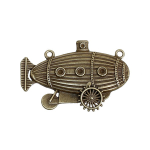 Submarine Charm Blimp Charm Steampunk Charm Steampunk Blimp Bronze Charm Bronze Pendant Connector Pendant