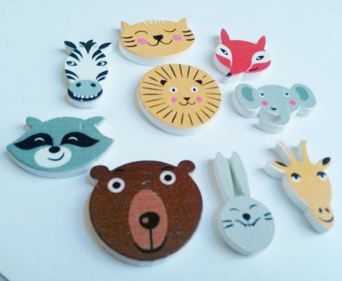 Wood Cabochons Laser Cut Wood Animal Cabochons Flat Backs Wild Animal Embellishments Assorted Lot 5 pieces