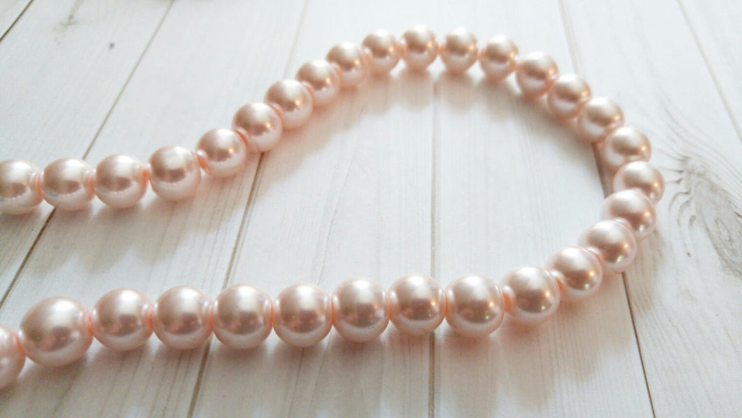 Pink Beads Pink Pearl Beads Glass Pearls 10mm Glass Beads 10mm Glass Pearls Pink Pearls Large Beads Light Pink Beads 85 pieces