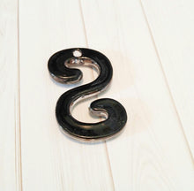 Load image into Gallery viewer, Letter S Pendant Lampwork Glass Pendant Goldsand Initial S Black Alphabet Pendant 1 piece