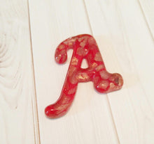 Load image into Gallery viewer, Letter A Pendant Lampwork Glass Pendant Goldsand Initial A Red Alphabet Pendant 1 piece
