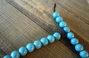 Bead Strand Connector Turquoise Beads Word Bead BLESSED 8mm Beads Jewelry Making Necklace Making 16.5"