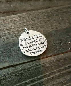 Word Charm Quote Charm Wanderlust Charm Gypsy Charm Silver Charm Silver Word Charm Wanderlust Pendant Word Pendant PREORDER