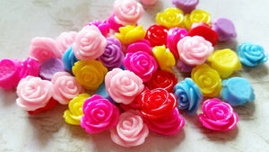 Flower Cabochons Resin Flowers Flower Flat Backs Rose Cabochons Resin Flower Rose Flat Backs 13mm Cabochons 13mm Flowers 10 pieces