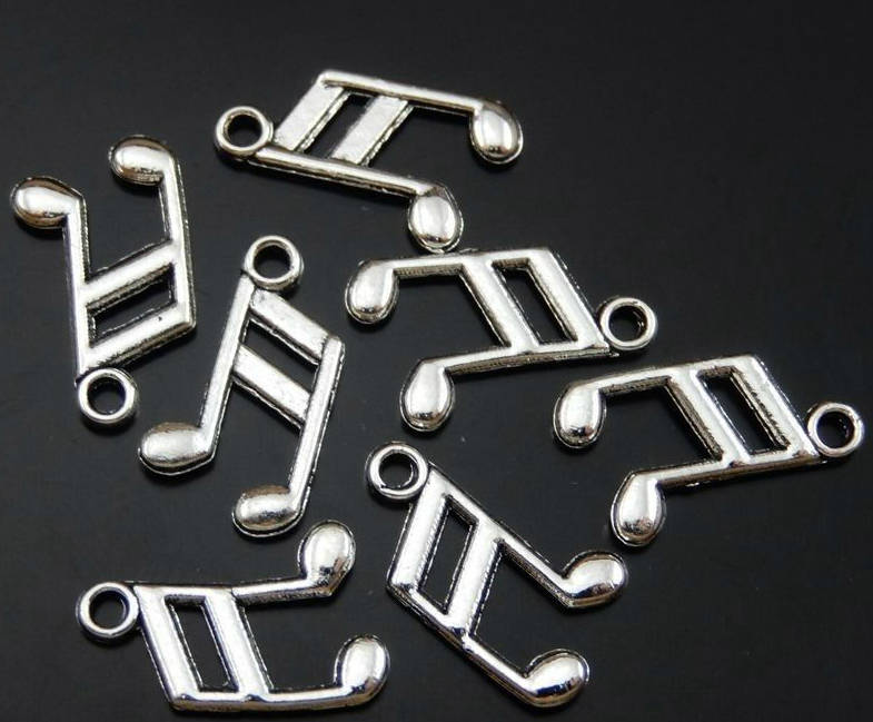 Music Note Charms Antiqued Silver Charms Music Charms Band Charms Musician Charms Singer Charms 10 pieces
