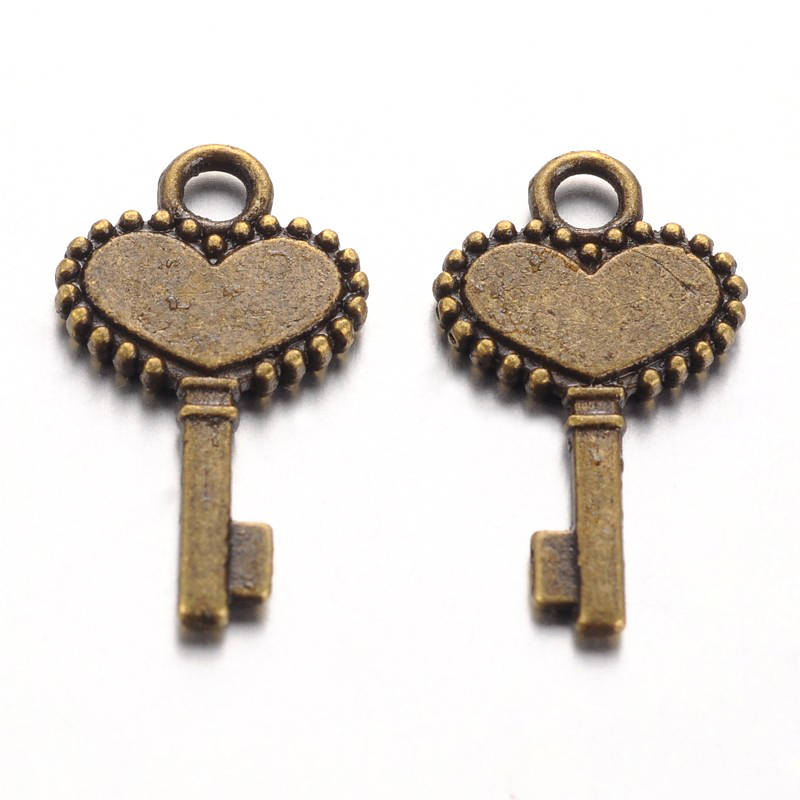 Skeleton Keys Bronze Key Charms Heart Keys Tiny Key Charms Miniature Keys Bronze Charms Key to My Heart 10pcs