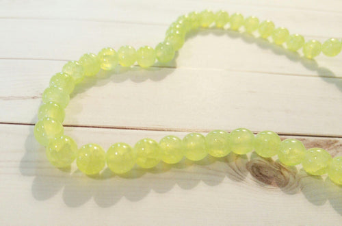 Yellow Beads Crackle Beads 8mm Glass Beads 8mm Beads Lemon Lime Beads Jelly Beads Wholesale Beads BULK Beads Double Strand 106 pieces