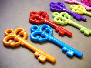 Key Charms Key Pendants Rainbow Key Pendants Key to My Heart Assorted Keys Skeleton Keys Assorted Pendants 4 pieces