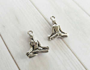 Yoga Charms Antiqued Silver Charms Meditation Charms Double Sided Yoga Pendants Yoga Pose Charms Zen Charms 2 Sided Charms 10pcs