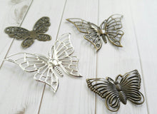 Load image into Gallery viewer, Butterfly Charms Butterfly Pendants Assorted Charms Set Bronze Butterfly Silver Butterfly Charms 4 pieces