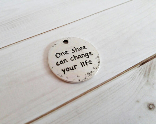 Quote Pendants Antiqued Silver Word Charms Fairy Tale Charms Stamped Message Charms 2 pieces 24mm