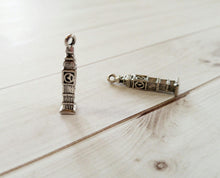 Load image into Gallery viewer, Big Ben Charms Pendants Antiqued Silver UK 27mm Clock Charms 3D