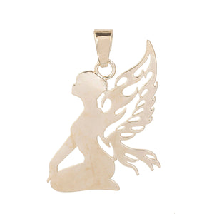 Large Fairy Pendant Gold Fairy Silhouette Charm Fairy Tale Pendant 6mm with Bail