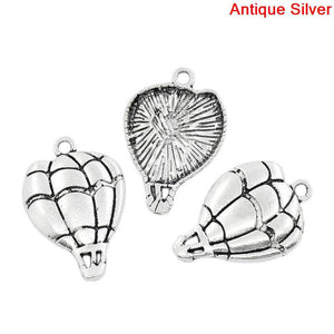 Hot Air Balloon Charms Antiqued Silver Balloon Charms Balloon Pendants Silver Charms Silver Pendants 4 pieces