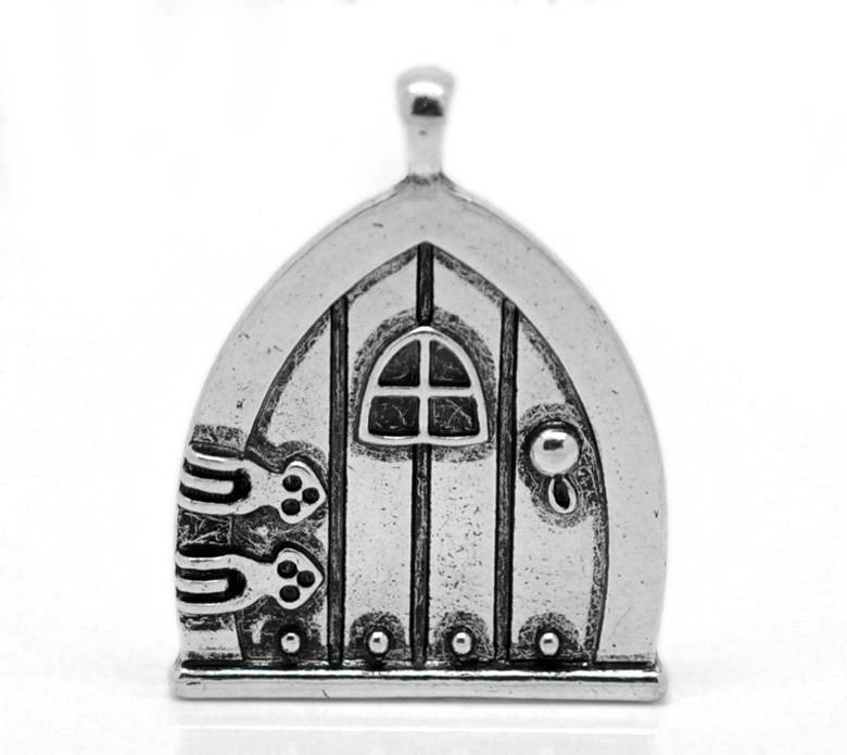 Fairy Door Pendant Antiqued Silver Door Charm Miniature Door Fairy Tale Pendant 35mm Locket