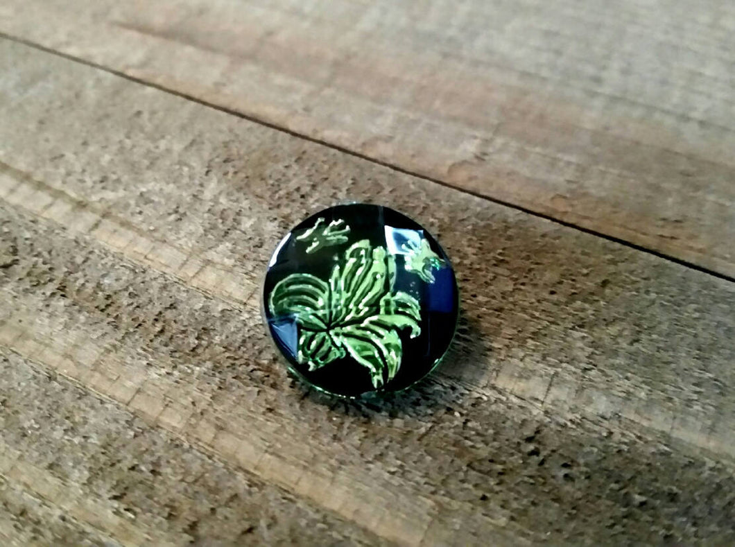 Snap Chunk Button Floral Chunk Snap 18mm Chunk Black Green