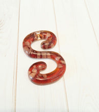 Load image into Gallery viewer, Letter S Pendant Lampwork Glass Pendant Goldsand Initial S Amber Alphabet Pendant 1 piece