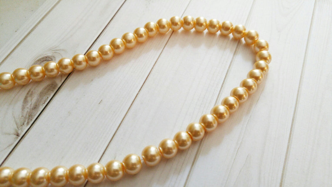 Champagne Beads 8mm Glass Beads 8mm Glass Pearl Beads Glass Pearls Gold 8mm Beads BULK Beads Wholesale Beads 110 pieces