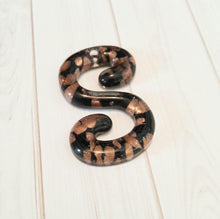 Load image into Gallery viewer, Letter S Pendant Lampwork Glass Pendant Goldsand Initial S Black Alphabet Pendant 1 piece