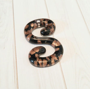 Letter S Pendant Lampwork Glass Pendant Goldsand Initial S Black Alphabet Pendant 1 piece