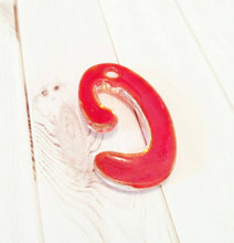 Load image into Gallery viewer, Letter C Pendant Lampwork Glass Pendant Goldsand Initial C Red Alphabet Pendant 1 piece