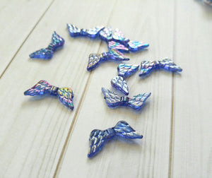 Angel Wing Beads Angel Wing Charms Acrylic Beads Wing Spacer Beads Blue Beads Blue Angel Wings 10 pieces