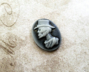 Cameo Cabochon Skeleton Cameo Oval Cabochon 25x18 Halloween Skull Cabochon Male Skeleton