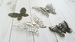 Butterfly Charms Butterfly Pendants Assorted Charms Set Bronze Butterfly Silver Butterfly Charms 4 pieces
