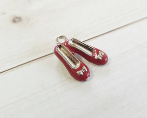Ruby Slipper Charm Ruby Red Slippers Red Slippers Charm Red Shoe Charm Enamel Charm Fairy Tale Charm