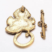 Load image into Gallery viewer, Toggle Clasps Antiqued Gold Bar Clasps Grape Leaf Clasps Gold Clasps WHOLESALE Clasps Findings 5 Sets