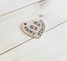 Load image into Gallery viewer, Army Charm Military Charm Silver Heart Charm Army Pendant Silver Army Pendant ARMY STRONG Word Charm Silver Charm