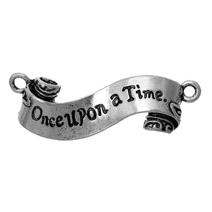 Quote Connector Banner Once Upon a Time Pendant Fairy Tale Charm Banner Charm Scroll Antiqued Silver 45mm