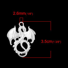 Load image into Gallery viewer, Dragon Pendant Dragon Charm Silver Dragon Charm Fairy Tale Charm Fairy Tale Pendant Mythical Charm Fairytale Charm Mythical Pendant