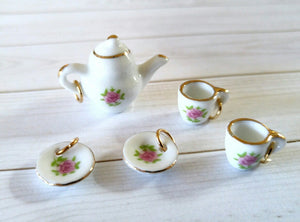 Tea Charms Tea Time Charms Teapot Charm Teacup Charms Tea Set Vintage Style Charms Ceramic Charms Tea Time Set