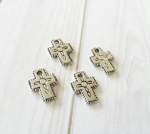 Cross Charms Cross Pendants Antiqued Silver Tiny Cross Charms Easter Cross Religious Charms Christian Charms 5pcs