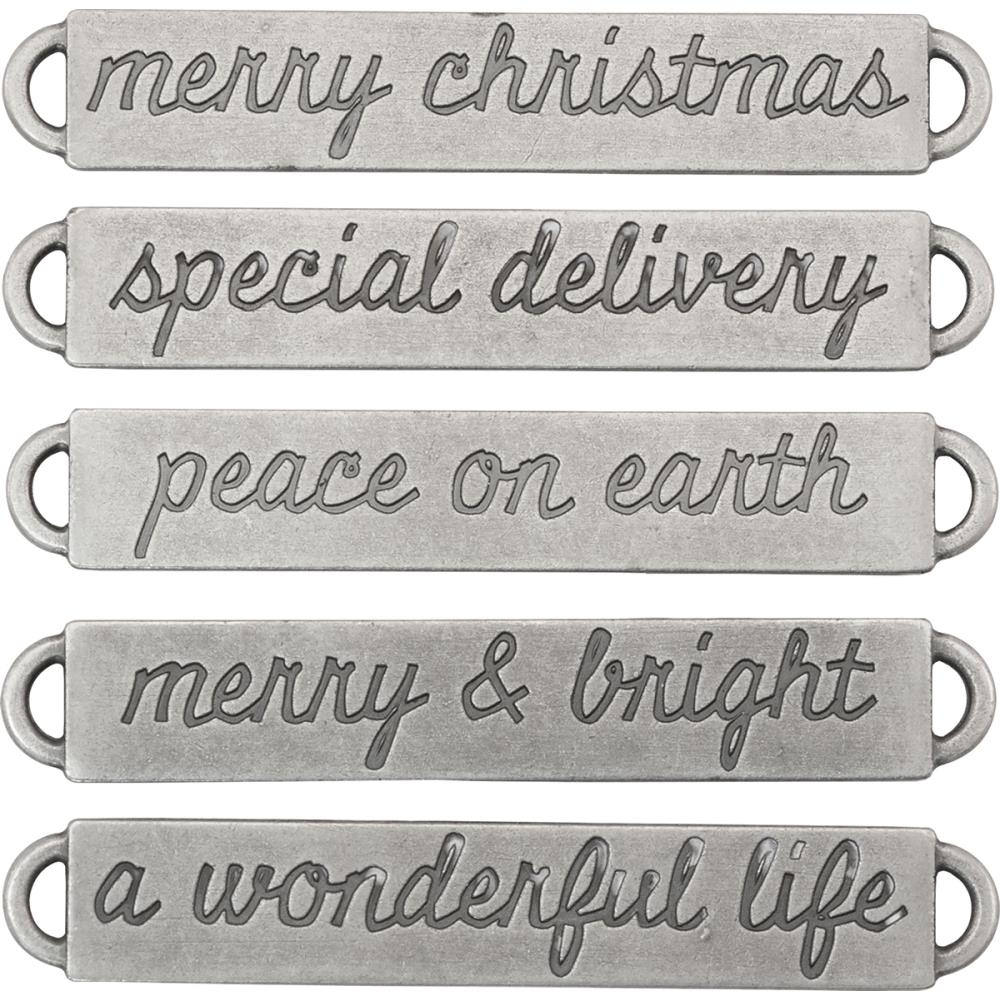 Quote Connectors Word Connectors Word Bands Quote Pendants Christmas Word Charm Antiqued Silver Christmas Pendant 5pcs
