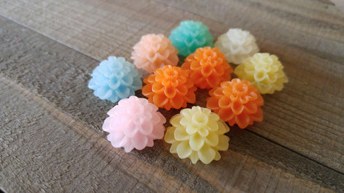 Flower Cabochons 20mm Resin Flowers Large Mum Cabochons Chrysanthemum Flatbacks Spring Mix Flat Back Cabochons 10pcs