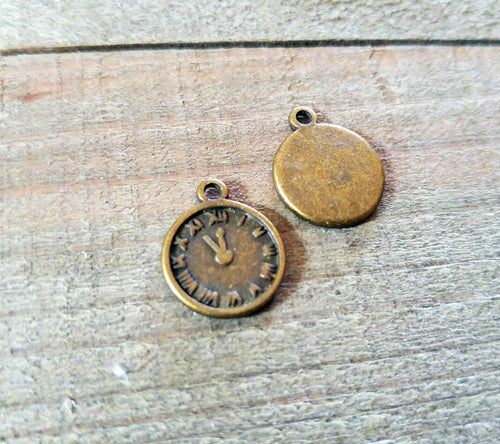 Clock Charms Clock Pendants Steampunk Clock Charm Antiqued Bronze Charms Pocket Watch Charms  4 pieces