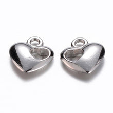 Load image into Gallery viewer, Heart Charms Silver Heart Charms Bulk Charms Silver Charms Wholesale Charms 20pcs Heart Pendants Valentines Day Love Charms 13mm