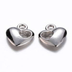 Heart Charms Silver Heart Charms Bulk Charms Silver Charms Wholesale Charms 20pcs Heart Pendants Valentines Day Love Charms 13mm